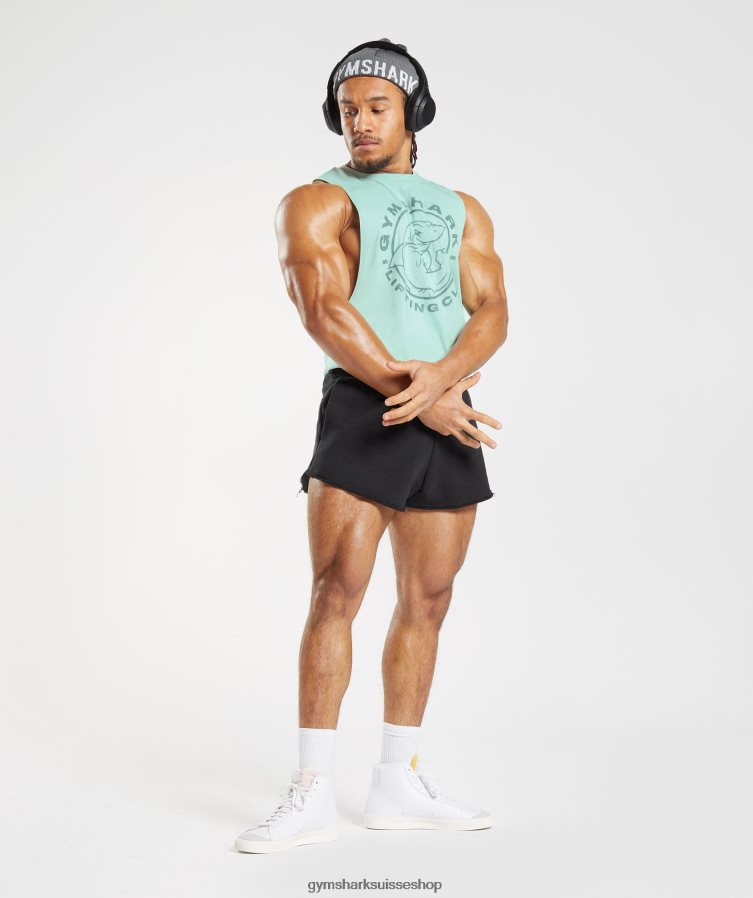 ch Gymshark Hommes réservoir à bras tombant hérité vert aqua 02FP6T964 vêtements