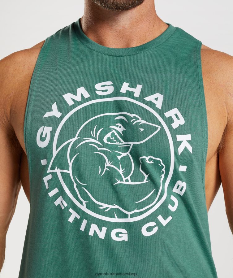 ch Gymshark Hommes réservoir à bras tombant hérité vert hoya 02FP6T960 vêtements