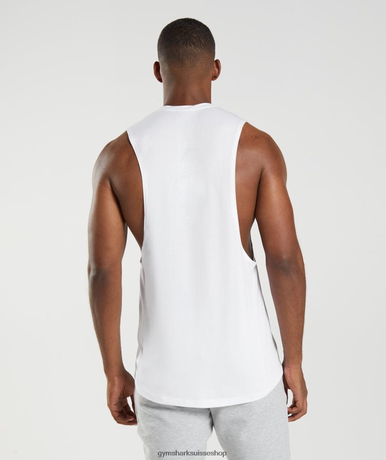 ch Gymshark Hommes réservoir à bras tombant réactif blanc 02FP6T883 vêtements