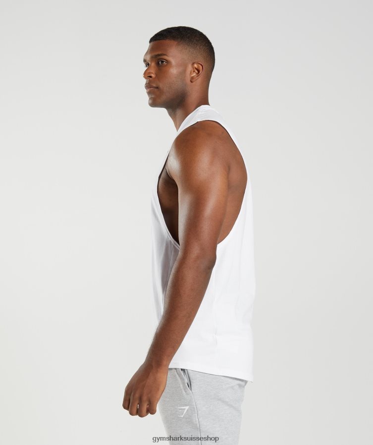 ch Gymshark Hommes réservoir à bras tombant réactif blanc 02FP6T883 vêtements