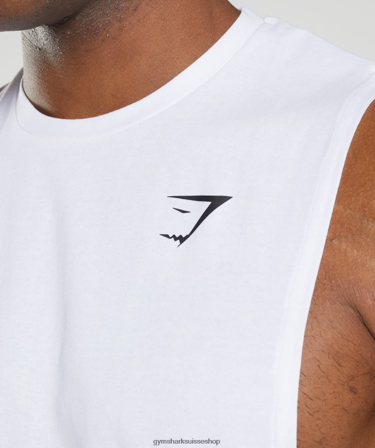 ch Gymshark Hommes réservoir à bras tombant réactif blanc 02FP6T883 vêtements