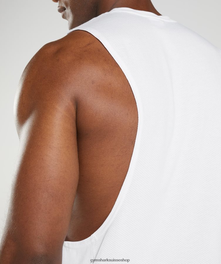 ch Gymshark Hommes réservoir à bras tombant réactif blanc 02FP6T883 vêtements