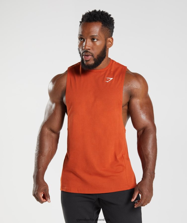 ch Gymshark Hommes réservoir à bras tombant réactif cayenne rouge 02FP6T942 vêtements