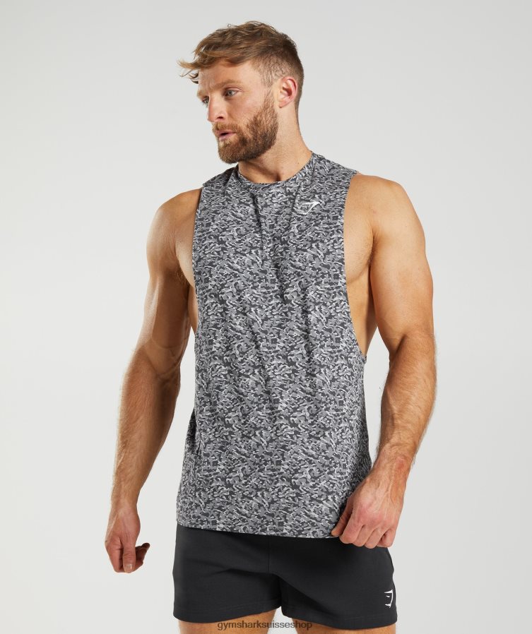 ch Gymshark Hommes réservoir à bras tombant réactif gris onyx 02FP6T968 vêtements