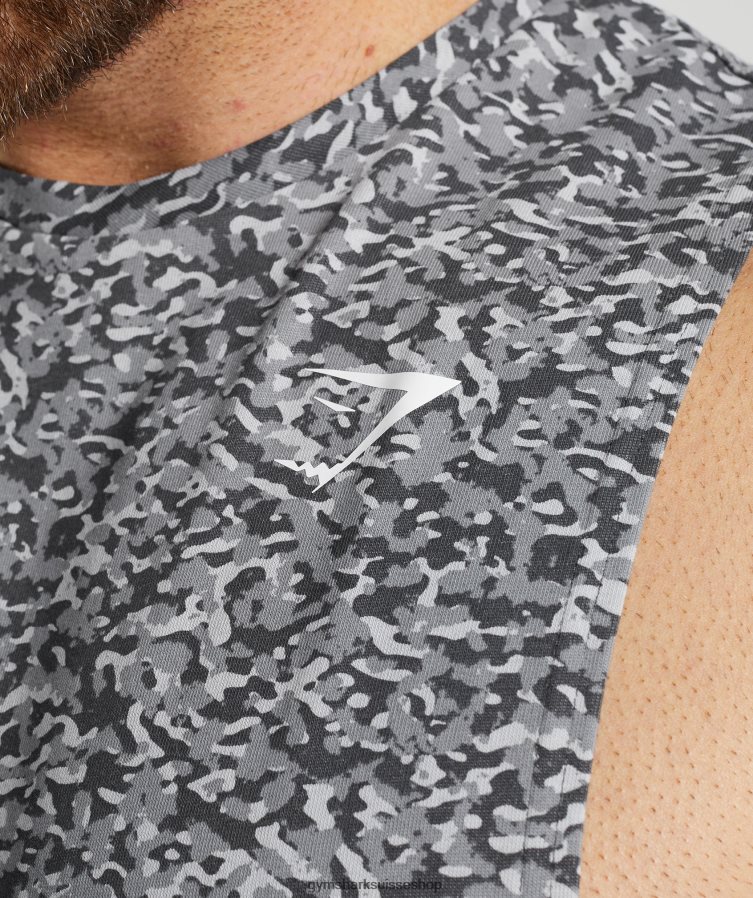 ch Gymshark Hommes réservoir à bras tombant réactif gris onyx 02FP6T968 vêtements