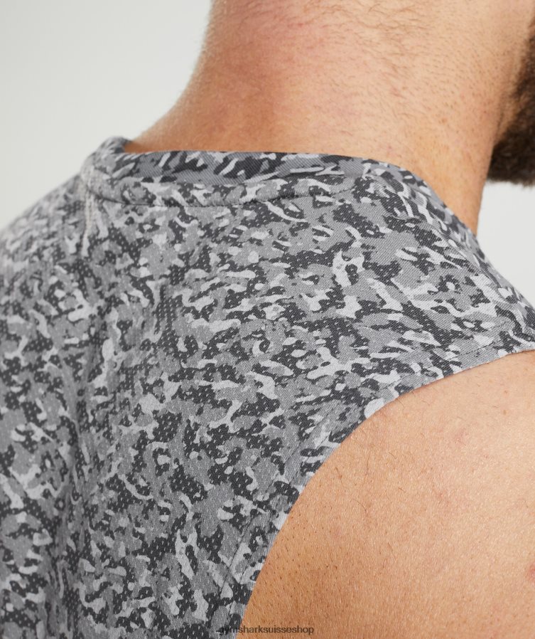 ch Gymshark Hommes réservoir à bras tombant réactif gris onyx 02FP6T968 vêtements