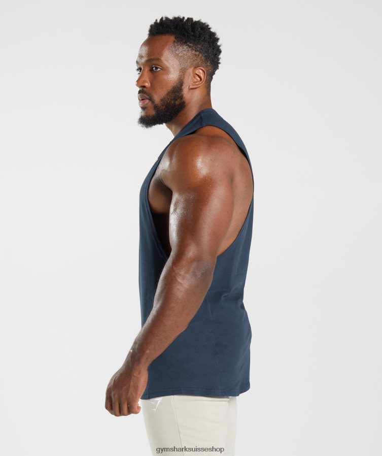 ch Gymshark Hommes réservoir à bras tombant réactif marine 02FP6T889 vêtements