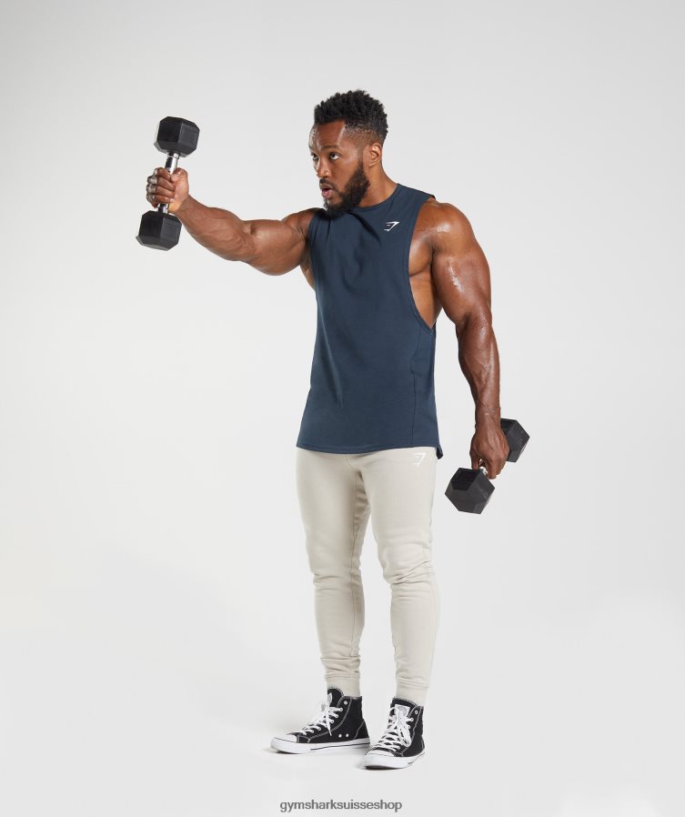 ch Gymshark Hommes réservoir à bras tombant réactif marine 02FP6T889 vêtements