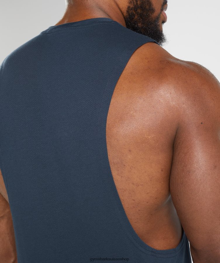 ch Gymshark Hommes réservoir à bras tombant réactif marine 02FP6T889 vêtements