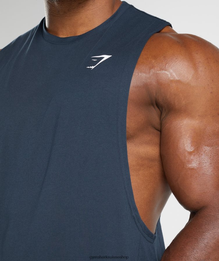 ch Gymshark Hommes réservoir à bras tombant réactif marine 02FP6T889 vêtements