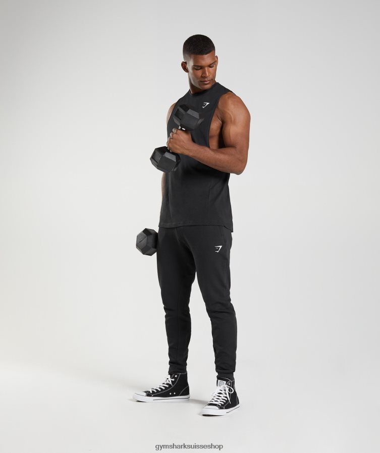ch Gymshark Hommes réservoir à bras tombant réactif noir 02FP6T885 vêtements