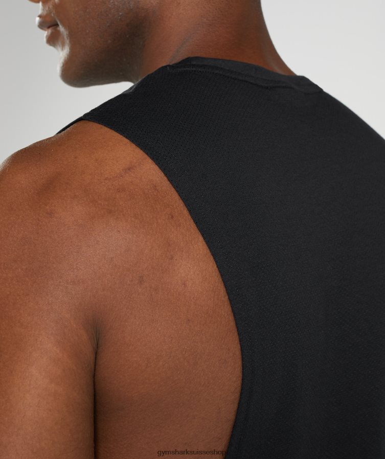 ch Gymshark Hommes réservoir à bras tombant réactif noir 02FP6T885 vêtements