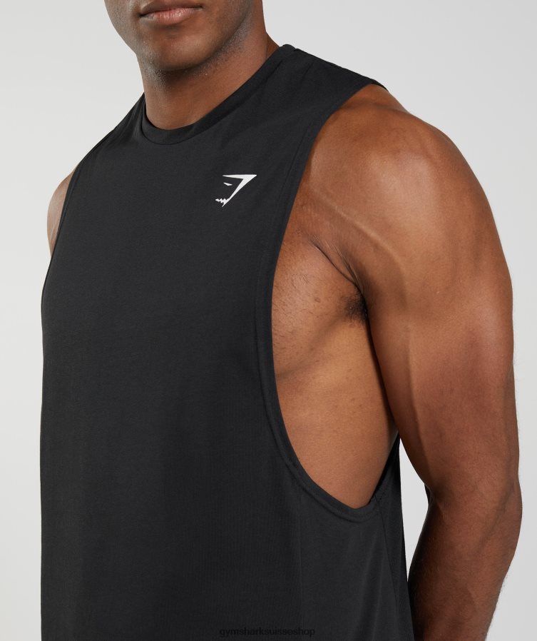 ch Gymshark Hommes réservoir à bras tombant réactif noir 02FP6T885 vêtements