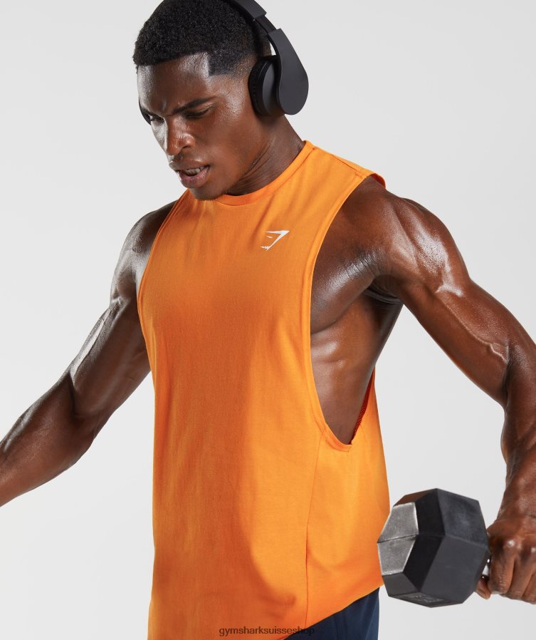 ch Gymshark Hommes réservoir à bras tombant réactif orange rayonnant 02FP6T948 vêtements