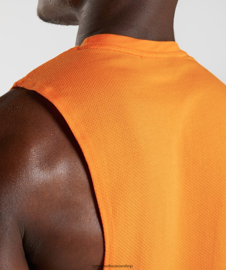 ch Gymshark Hommes réservoir à bras tombant réactif orange rayonnant 02FP6T948 vêtements