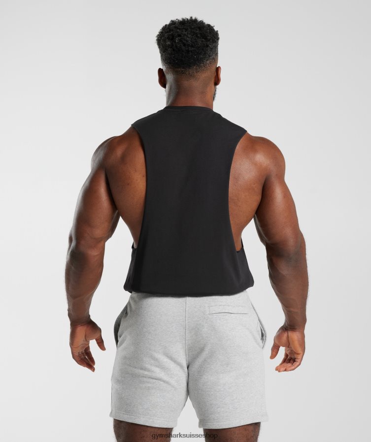 ch Gymshark Hommes réservoir à bras tombant retrowave noir 02FP6T891 vêtements