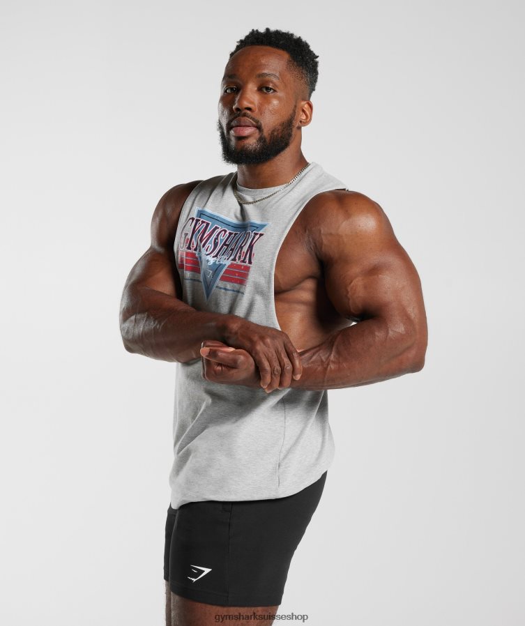 ch Gymshark Hommes réservoir à bras tombant retrowave noyau gris clair chiné 02FP6T886 vêtements