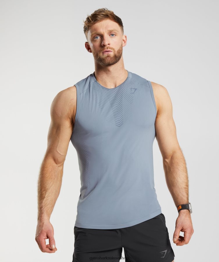 ch Gymshark Hommes réservoir d'apex gris dérive/bleu soir 02FP6T971 vêtements