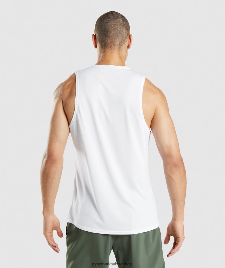 ch Gymshark Hommes réservoir d\'arrivée blanc 02FP6T897 vêtements