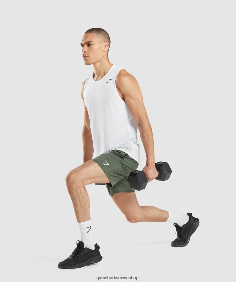 ch Gymshark Hommes réservoir d\'arrivée blanc 02FP6T897 vêtements