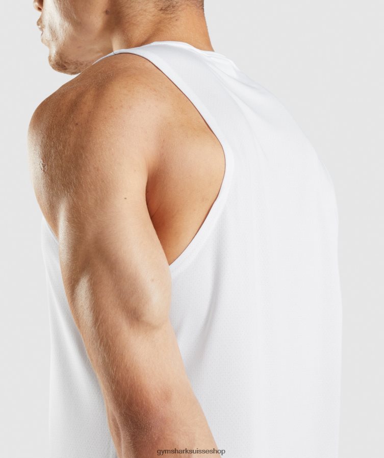ch Gymshark Hommes réservoir d\'arrivée blanc 02FP6T897 vêtements