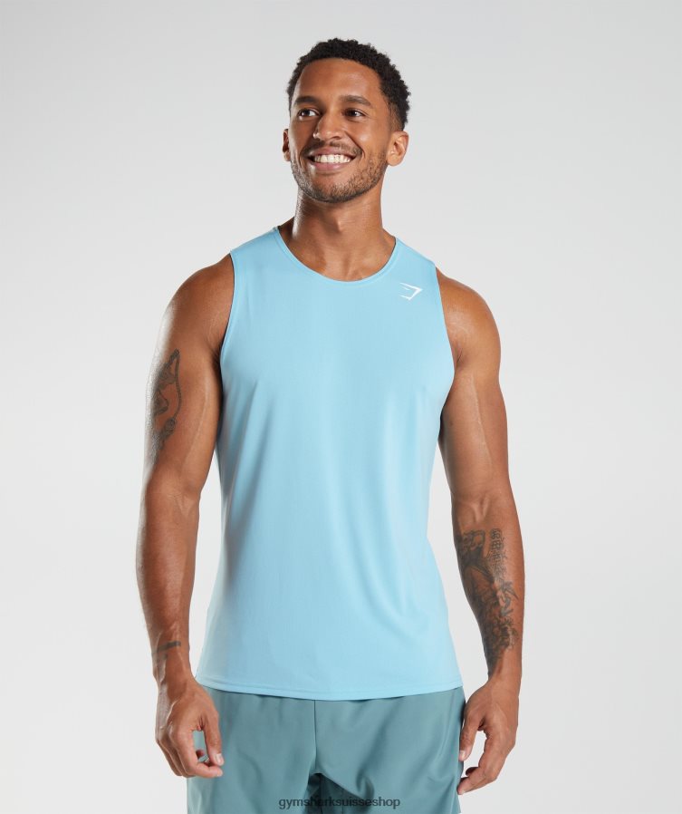 ch Gymshark Hommes réservoir d'arrivée bleu glacier 02FP6T965 vêtements