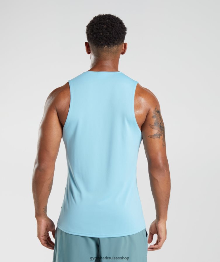 ch Gymshark Hommes réservoir d\'arrivée bleu glacier 02FP6T965 vêtements