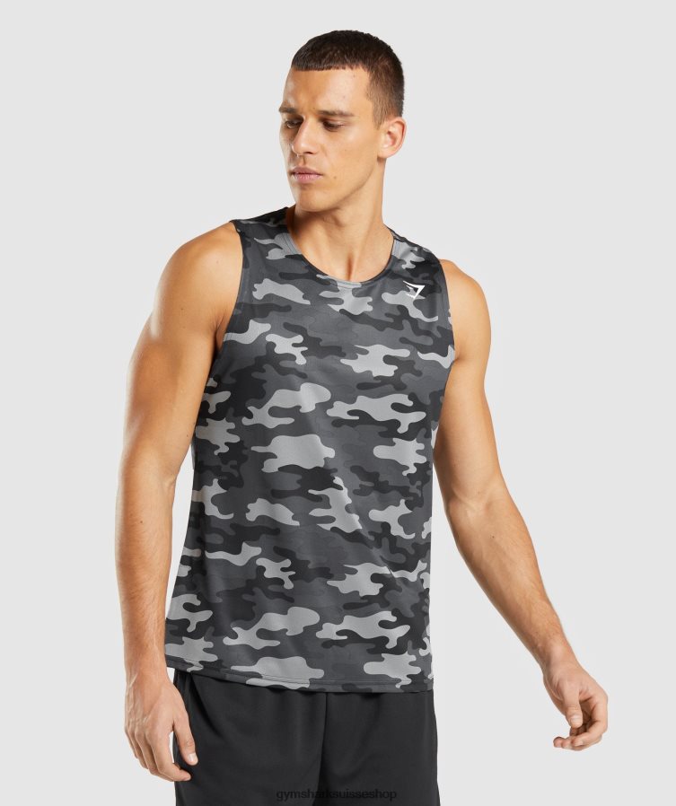 ch Gymshark Hommes réservoir d'arrivée imprimé gris 02FP6T902 vêtements