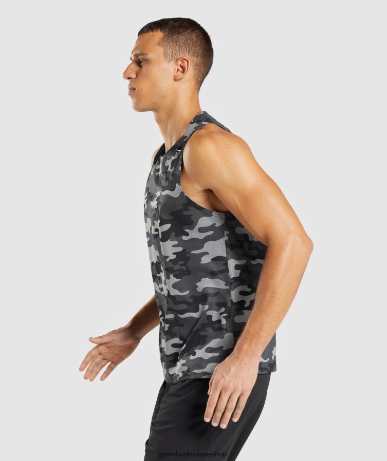 ch Gymshark Hommes réservoir d\'arrivée imprimé gris 02FP6T902 vêtements