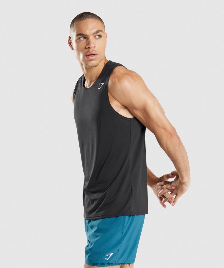 ch Gymshark Hommes réservoir d\'arrivée noir 02FP6T884 vêtements
