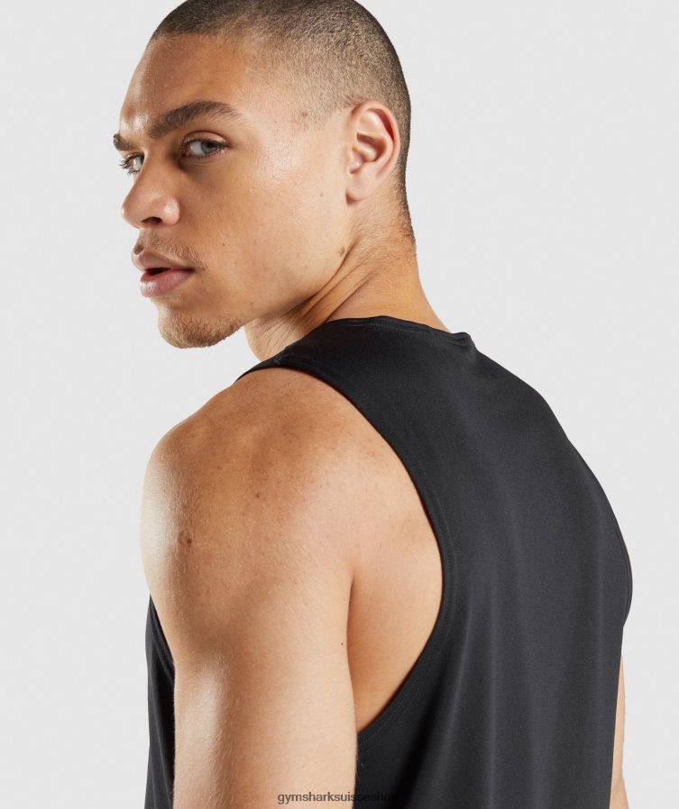 ch Gymshark Hommes réservoir d\'arrivée noir 02FP6T884 vêtements