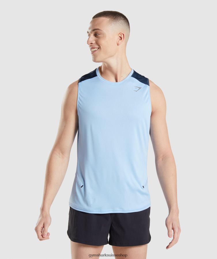 ch Gymshark Hommes réservoir d'évolution de vitesse bleu pierre de lune 02FP6T903 vêtements