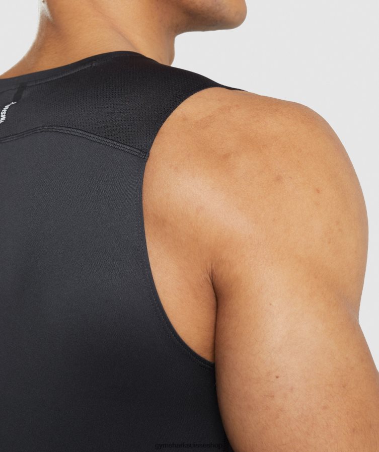 ch Gymshark Hommes réservoir d\'évolution de vitesse noir 02FP6T920 vêtements