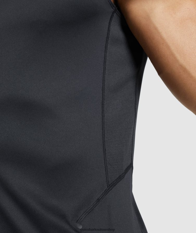 ch Gymshark Hommes réservoir d\'évolution de vitesse noir 02FP6T920 vêtements