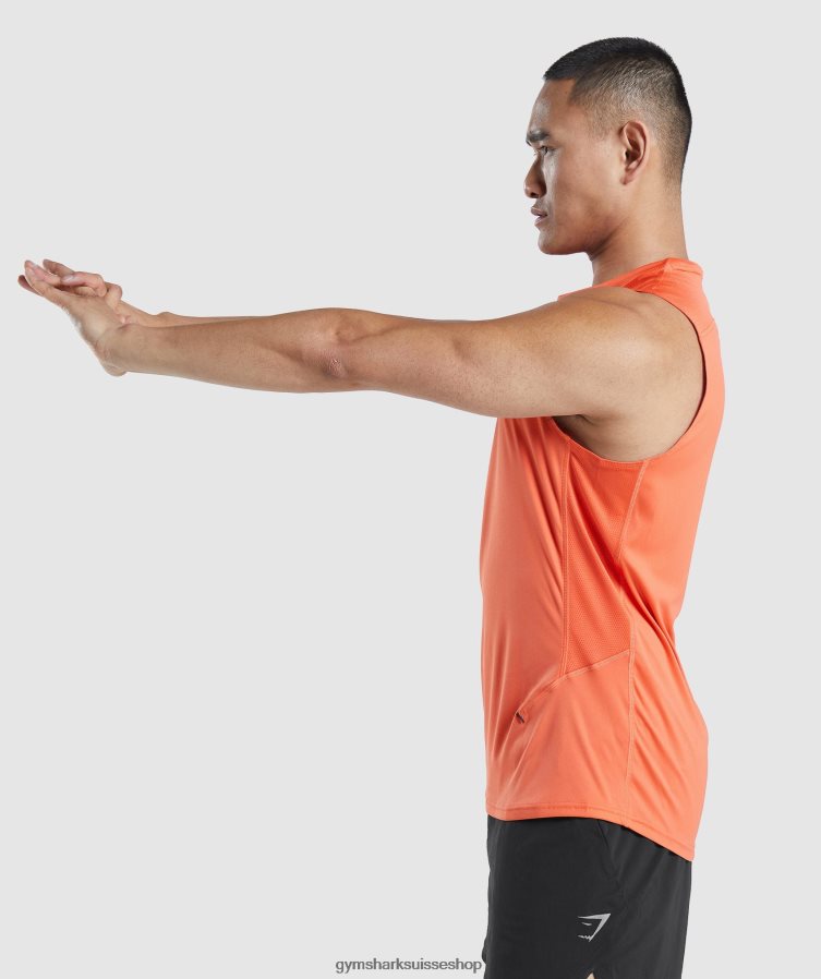 ch Gymshark Hommes réservoir d\'évolution de vitesse papaye orange 02FP6T928 vêtements