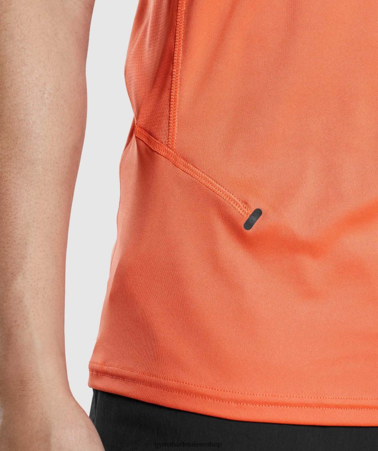ch Gymshark Hommes réservoir d\'évolution de vitesse papaye orange 02FP6T928 vêtements