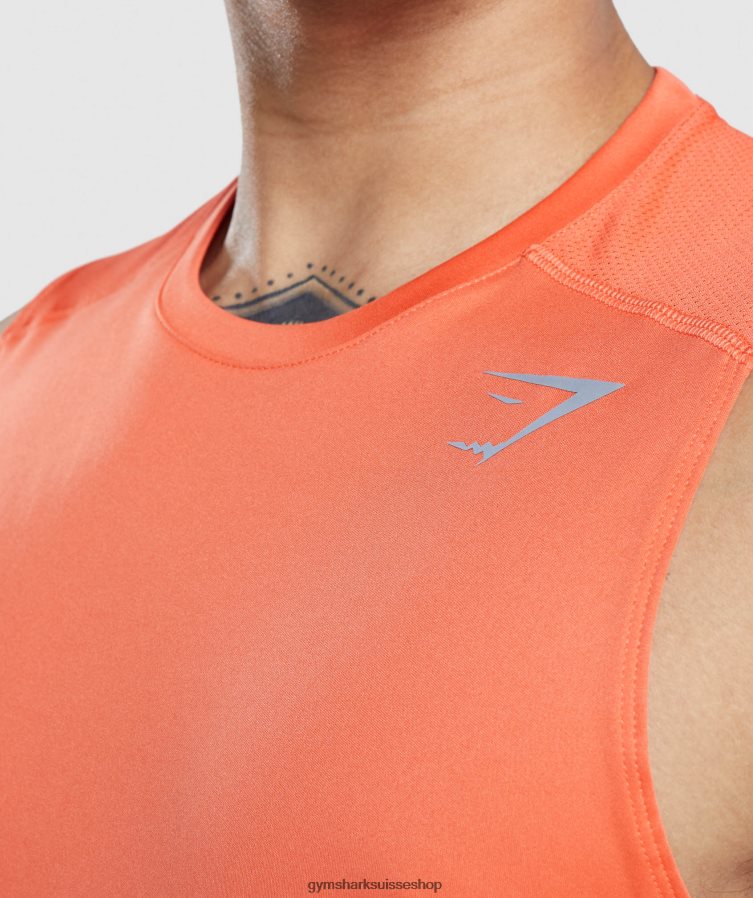 ch Gymshark Hommes réservoir d\'évolution de vitesse papaye orange 02FP6T928 vêtements