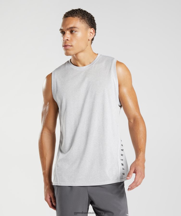 ch Gymshark Hommes réservoir de sport blanc/gris fumé chiné 02FP6T933 vêtements