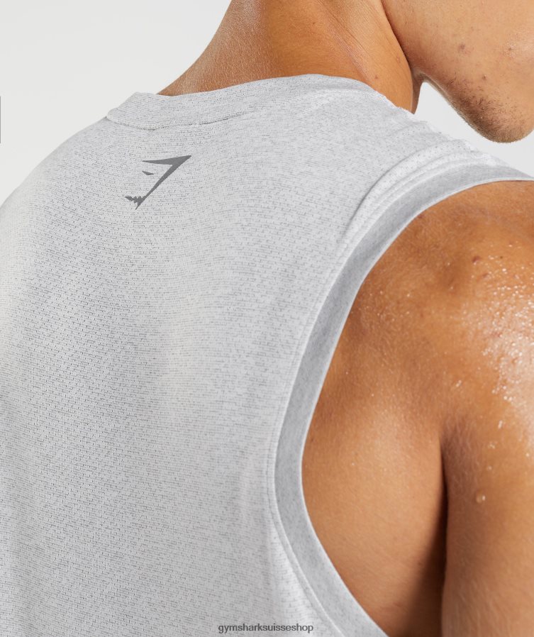 ch Gymshark Hommes réservoir de sport blanc/gris fumé chiné 02FP6T933 vêtements