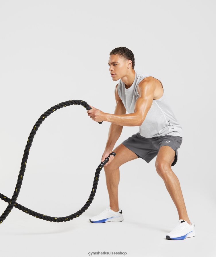 ch Gymshark Hommes réservoir de sport blanc/gris fumé chiné 02FP6T933 vêtements