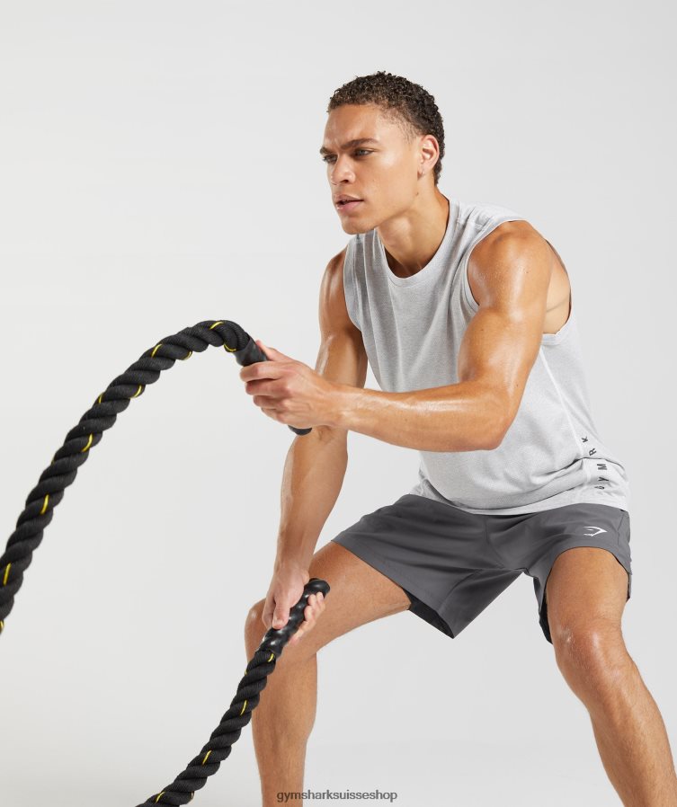 ch Gymshark Hommes réservoir de sport blanc/gris fumé chiné 02FP6T933 vêtements