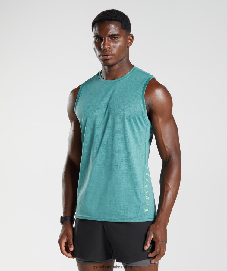 ch Gymshark Hommes réservoir de sport bleu ardoise/noir chiné 02FP6T937 vêtements