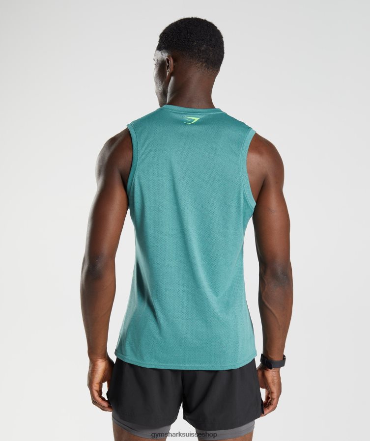 ch Gymshark Hommes réservoir de sport bleu ardoise/noir chiné 02FP6T937 vêtements