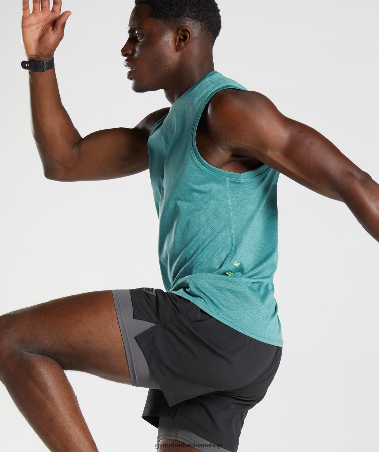 ch Gymshark Hommes réservoir de sport bleu ardoise/noir chiné 02FP6T937 vêtements