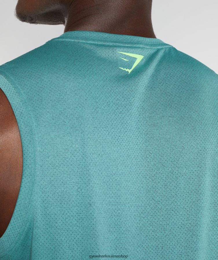 ch Gymshark Hommes réservoir de sport bleu ardoise/noir chiné 02FP6T937 vêtements