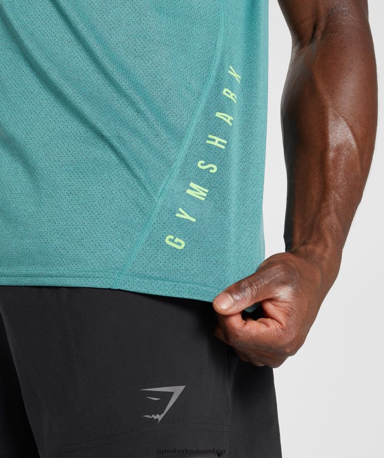 ch Gymshark Hommes réservoir de sport bleu ardoise/noir chiné 02FP6T937 vêtements