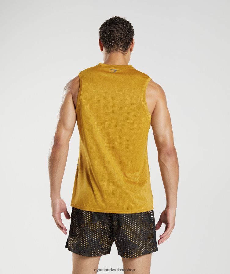 ch Gymshark Hommes réservoir de sport jaune curcuma/noir chiné 02FP6T913 vêtements