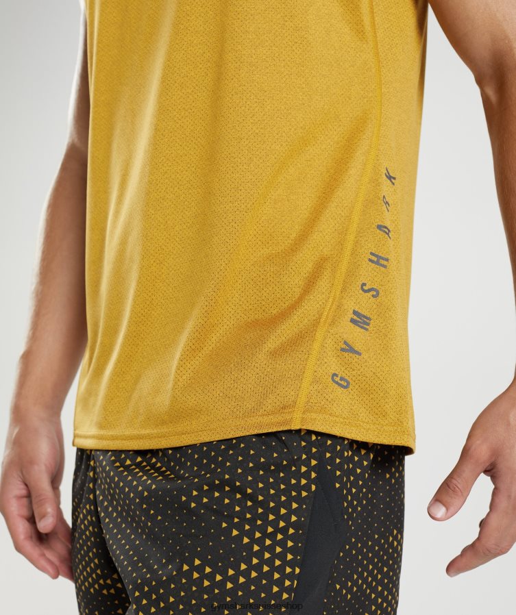 ch Gymshark Hommes réservoir de sport jaune curcuma/noir chiné 02FP6T913 vêtements