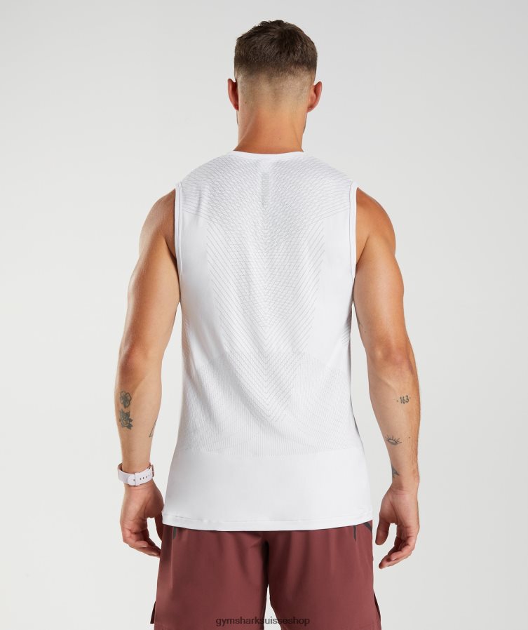 ch Gymshark Hommes réservoir sans couture d\'apex blanc/gris clair 02FP6T899 vêtements