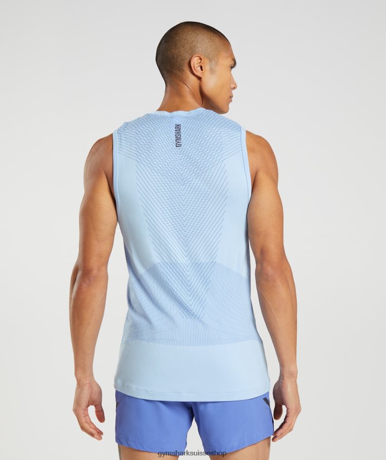 ch Gymshark Hommes réservoir sans couture d\'apex bleu lin/bleu court 02FP6T938 vêtements